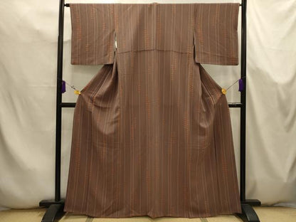 平和屋着物■上質な小紋　花間道　鬼しぼ縮緬　正絹　逸品　AABK5750sx