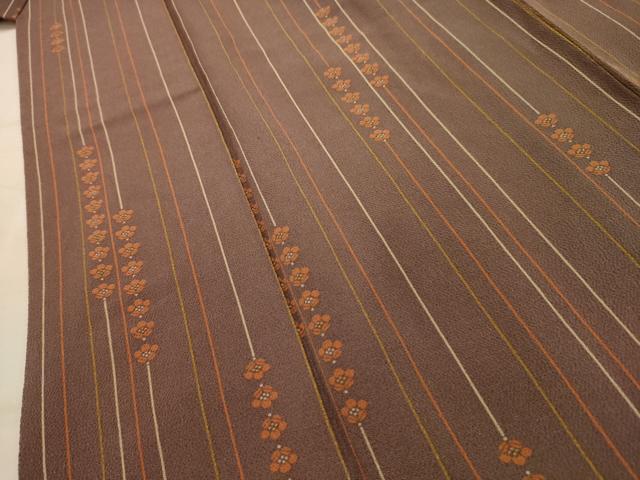 平和屋着物■上質な小紋　花間道　鬼しぼ縮緬　正絹　逸品　AABK5750sx