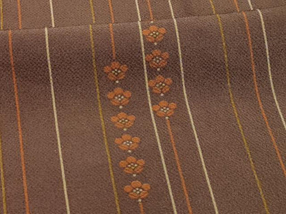 平和屋着物■上質な小紋　花間道　鬼しぼ縮緬　正絹　逸品　AABK5750sx