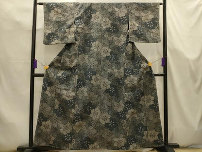 平和屋着物■上質な紬　花づくし　胴抜き仕立て　正絹　逸品　AABK5753sx