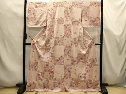 平和屋着物■上質な小紋　色紙結び紐花文　金彩　正絹　逸品　AABK5755sx