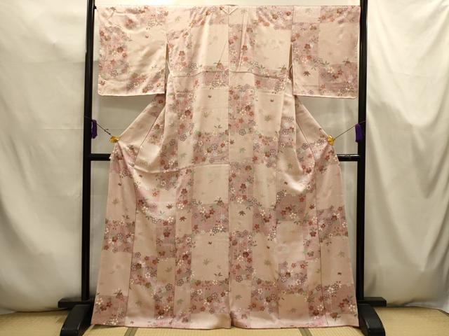 平和屋着物■上質な小紋　色紙結び紐花文　金彩　正絹　逸品　AABK5755sx