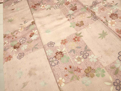 平和屋着物■上質な小紋　色紙結び紐花文　金彩　正絹　逸品　AABK5755sx