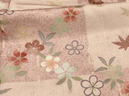 平和屋着物■上質な小紋　色紙結び紐花文　金彩　正絹　逸品　AABK5755sx