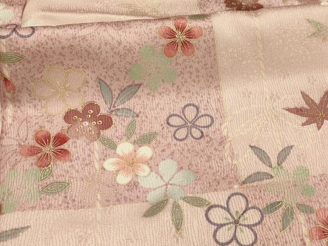 平和屋着物■上質な小紋　色紙結び紐花文　金彩　正絹　逸品　AABK5755sx