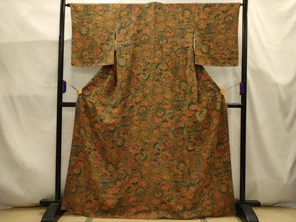 平和屋着物■上質な小紋　風景絵皿文　正絹　逸品　AABK5757sx