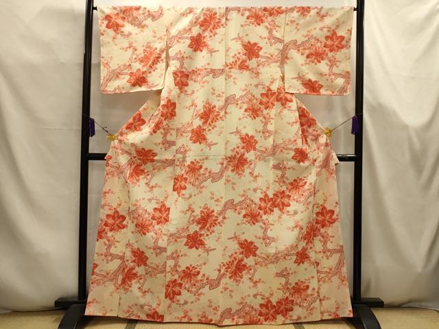 平和屋着物■上質な小紋　楓　正絹　逸品　AABK5759sx