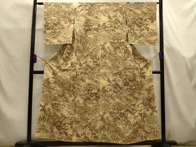 平和屋着物■上質な小紋　風景文　正絹　逸品　AABK5760sx