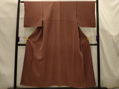 平和屋着物■上質な色無地　花間道地紋　焦茶色　正絹　逸品　AABK5761sx