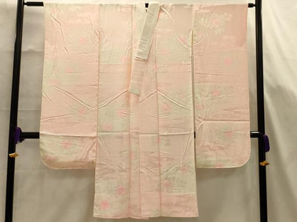 平和屋着物■振袖用長襦袢　無双仕立て　霞枝花文　暈し染め　正絹　逸品　AABK5762sx