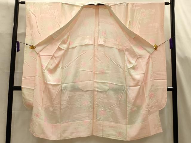 平和屋着物■振袖用長襦袢　無双仕立て　霞枝花文　暈し染め　正絹　逸品　AABK5762sx