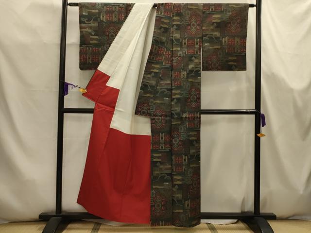 平和屋着物■本場大島紬　7マルキ　花唐草文　正絹　逸品　AABK5764sx
