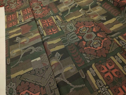 平和屋着物■本場大島紬　7マルキ　花唐草文　正絹　逸品　AABK5764sx