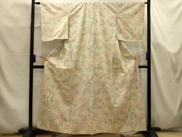 平和屋着物■上質な紬　草花文　正絹　逸品　AABK5768sx