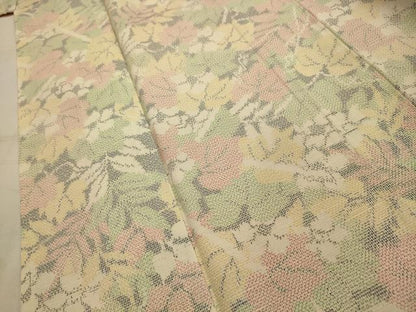 平和屋着物■上質な紬　草花文　正絹　逸品　AABK5768sx