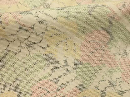 平和屋着物■上質な紬　草花文　正絹　逸品　AABK5768sx