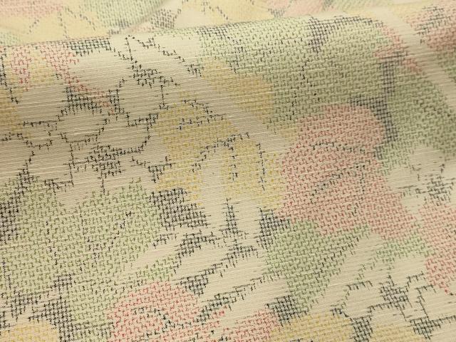 平和屋着物■上質な紬　草花文　正絹　逸品　AABK5768sx