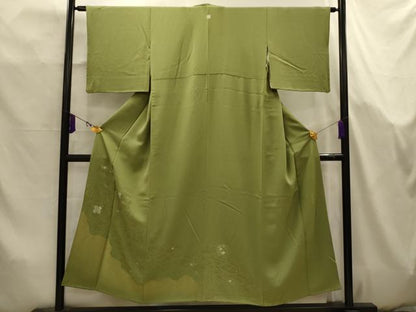 平和屋着物■豪華色留袖　刺繍　寿光織　流水花地紋　柳茶色　金糸　正絹　逸品　AABK5769sx