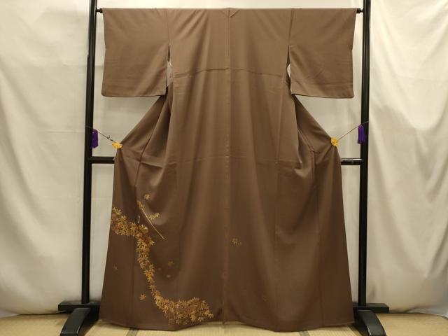 平和屋着物■訪問着　駒刺繍　花籠文　楓　金彩　正絹　逸品　AABK5773sx