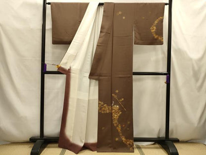 平和屋着物■訪問着　駒刺繍　花籠文　楓　金彩　正絹　逸品　AABK5773sx