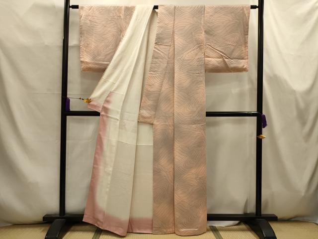 平和屋着物■上質な小紋　流水文　暈し染め　正絹　逸品　AABK5775sx