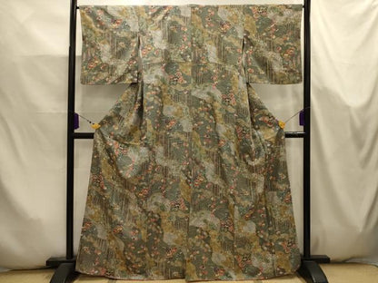 平和屋着物■上質な小紋　道長吉祥花文　金彩　正絹　逸品　AABK5777sx