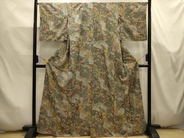 平和屋着物■上質な小紋　道長吉祥花文　金彩　正絹　逸品　AABK5777sx