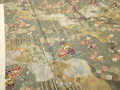 平和屋着物■上質な小紋　道長吉祥花文　金彩　正絹　逸品　AABK5777sx