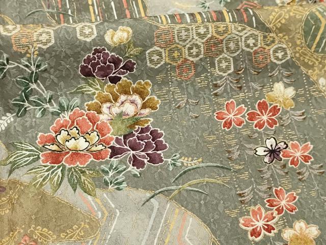平和屋着物■上質な小紋　道長吉祥花文　金彩　正絹　逸品　AABK5777sx