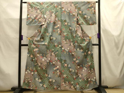 平和屋着物■上質な小紋　枝花文　暈し染め　金彩　正絹　逸品　AABK5778sx