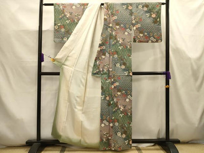 平和屋着物■上質な小紋　枝花文　暈し染め　金彩　正絹　逸品　AABK5778sx