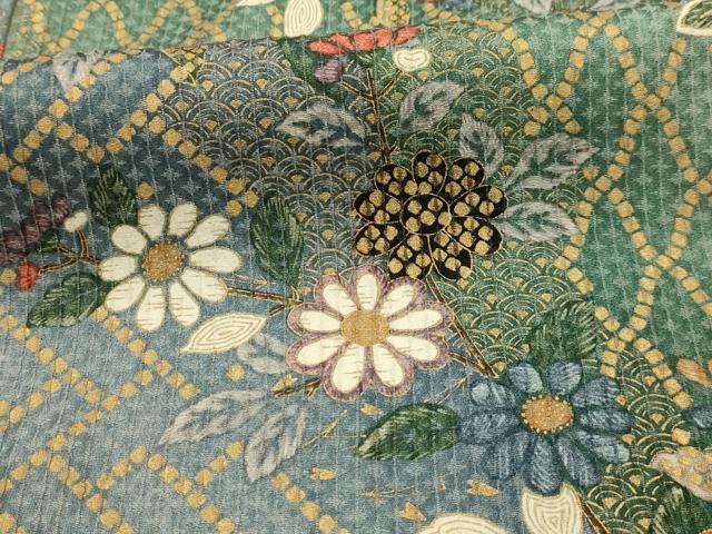 平和屋着物■上質な小紋　枝花文　暈し染め　金彩　正絹　逸品　AABK5778sx