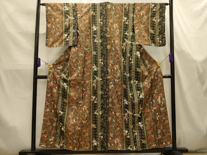 平和屋着物■上質な小紋　作家物　鳳凰更紗花蝶文　黒地　金彩　正絹　逸品　AABK5780sx
