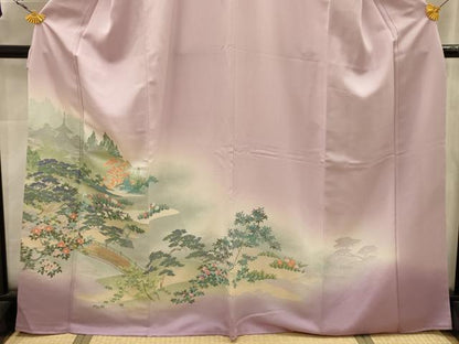 平和屋着物■色留訪問着　風景文　暈し染め　さが美扱い　正絹　逸品　AABK5782sx