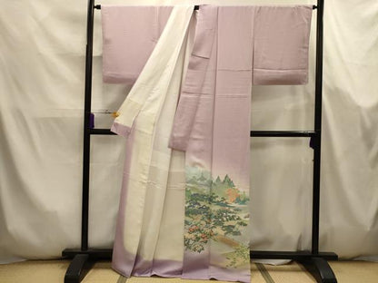 平和屋着物■色留訪問着　風景文　暈し染め　さが美扱い　正絹　逸品　AABK5782sx