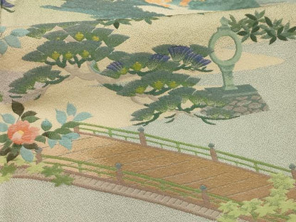 平和屋着物■色留訪問着　風景文　暈し染め　さが美扱い　正絹　逸品　AABK5782sx