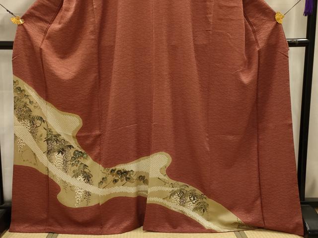 平和屋着物■訪問着　手描き　絞り　藤花房　正絹　逸品　AABK5783sx