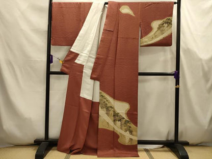 平和屋着物■訪問着　手描き　絞り　藤花房　正絹　逸品　AABK5783sx