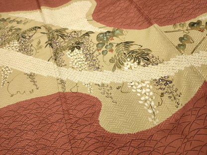 平和屋着物■訪問着　手描き　絞り　藤花房　正絹　逸品　AABK5783sx