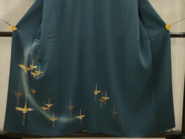 平和屋着物■訪問着　刺繍　飛鶴文　暈し染め　金糸　金彩　正絹　逸品　AABK5786sx