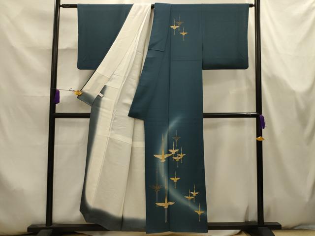 平和屋着物■訪問着　刺繍　飛鶴文　暈し染め　金糸　金彩　正絹　逸品　AABK5786sx