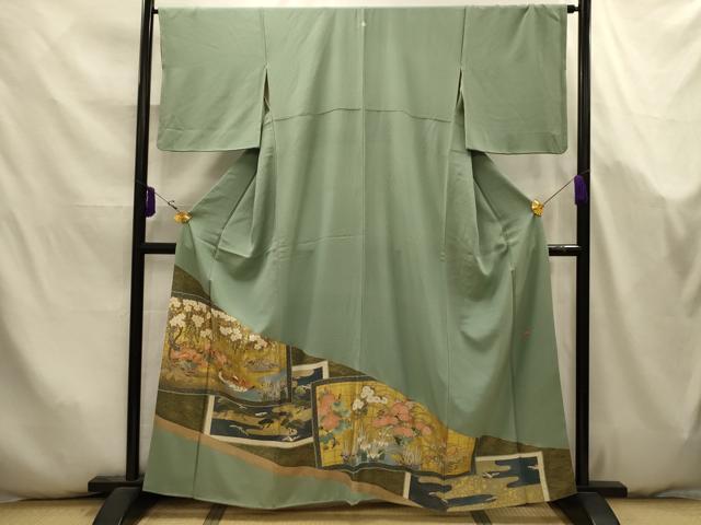 平和屋着物■豪華色留袖　作家物　駒刺繍　色紙重ね鴛鴦花文　金彩　正絹　逸品　AABK5787sx
