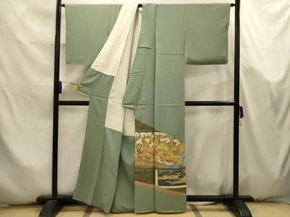 平和屋着物■豪華色留袖　作家物　駒刺繍　色紙重ね鴛鴦花文　金彩　正絹　逸品　AABK5787sx