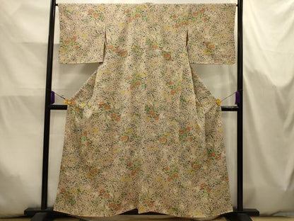 平和屋着物■上質な小紋　草花文　正絹　逸品　AABK5792sx