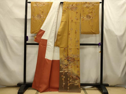 平和屋着物■訪問着　駒刺繍　扇面花宝づくし　暈し染め　金彩　正絹　逸品　AABK5794sx