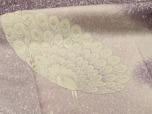 平和屋着物■訪問着　刺繍　孔雀　暈し染め　正絹　逸品　AABK5795sx