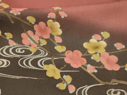 平和屋着物■訪問着　刺繍　流水枝梅文　暈し染め　正絹　逸品　AABK5796sx