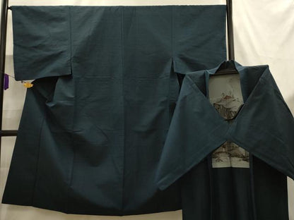 平和屋着物■男性　紬　アンサンブル　褐返色　正絹　逸品　AABK5797sx