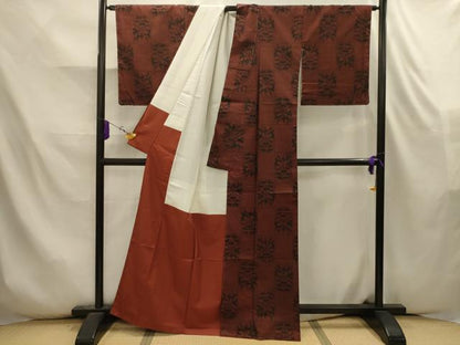 平和屋着物■本場大島紬 7マルキ 市松花文 証紙付き 正絹 逸品 AABK5799sx