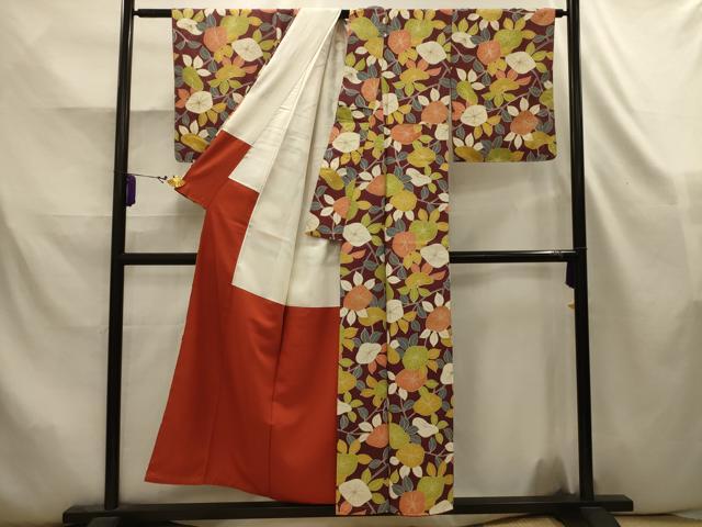 平和屋着物■上質な小紋　草花文　金彩　正絹　逸品　AABK5800sx